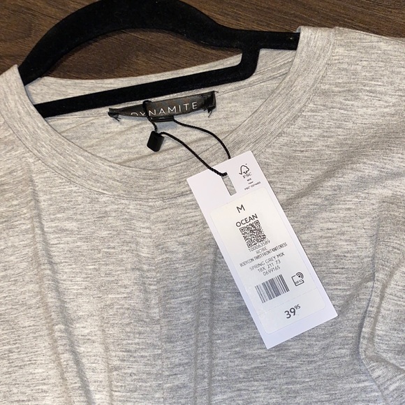 DYNAMITE Bodycon Twist Fromt Knit Dress in Grey - Picture 3 of 3